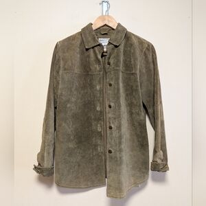 Pendleton Suede Leather Shirt Jacket Olive Green Women’s Small Vintage